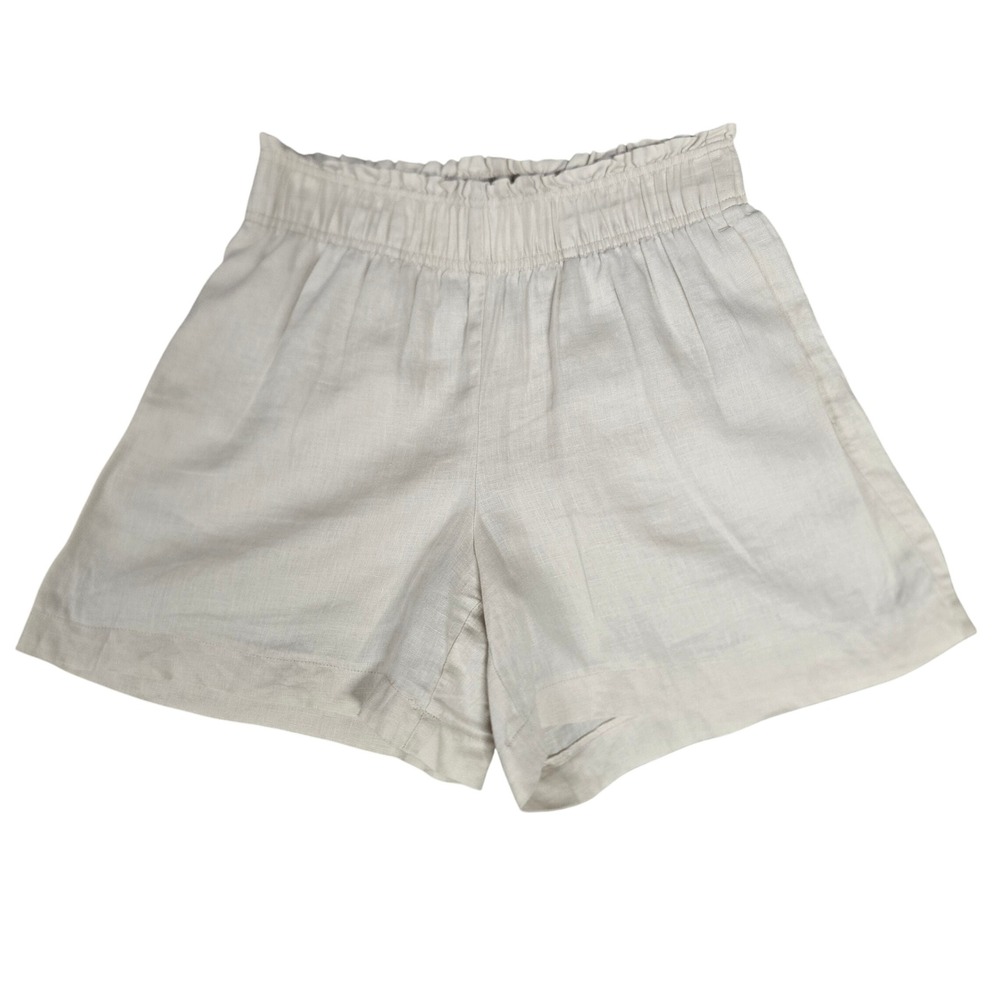Quince 100% Linen Shorts Oatmeal Beige Pocket Beach Minimalist Women's Size XS